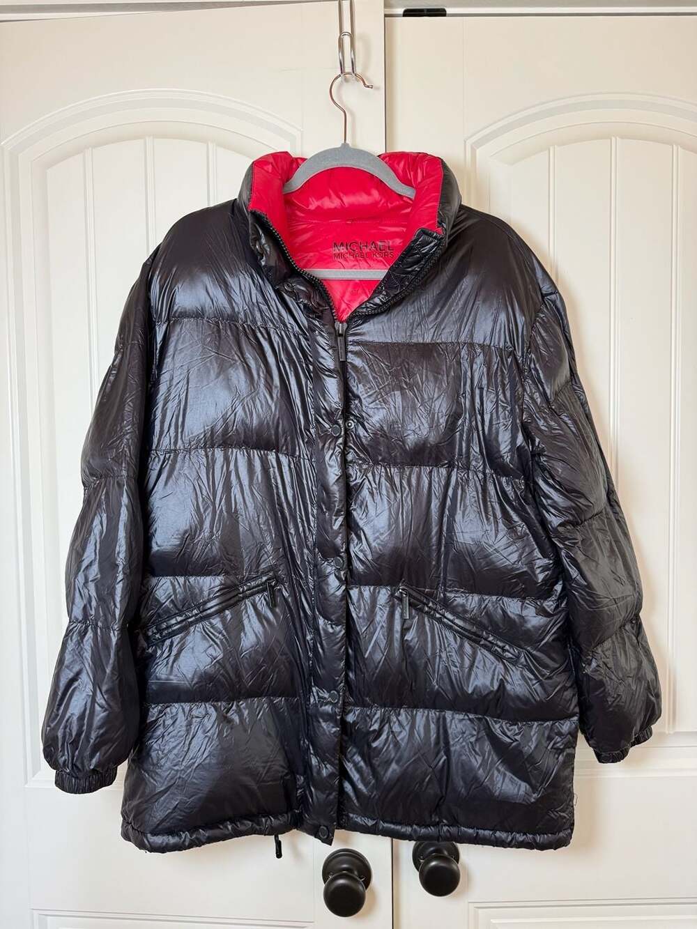 L Michael Kors Women’s Ultra Light Weight Down Filled Puffer Jacket Coat Black R